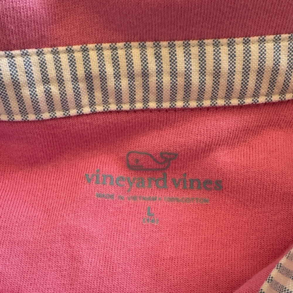 Vineyard Vines Kids Polo with Pink and Red Stripes - Picture 2 of 3